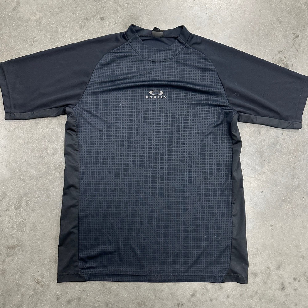 Oakley Hydrolix Black Grid Pattern Athletic Performance Training Shirt Mens L